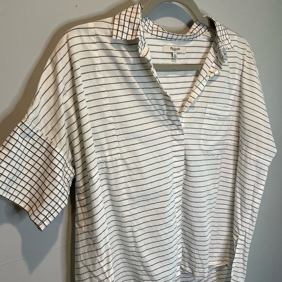 Madewell Grid Mix Short Sleeve Button Down Top - size XS - Picture 5 of 8